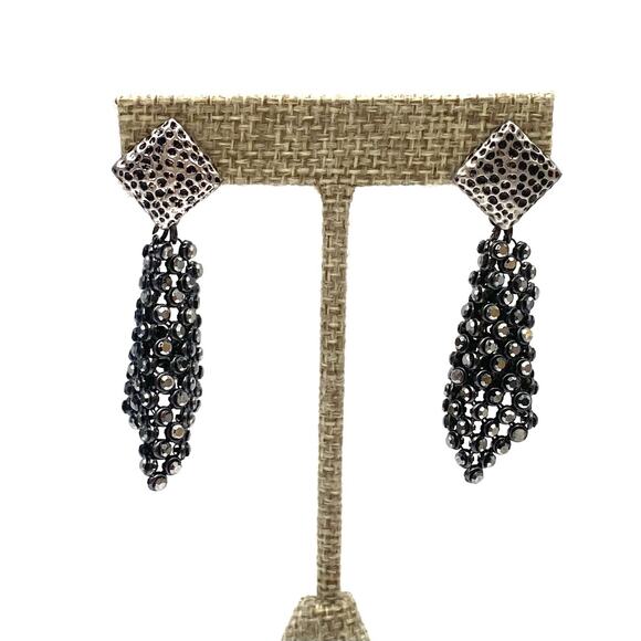 PARK LANE MESH Earrings Dangles Gun Metal Silver Tone New Old Stock Vintage - Picture 5 of 8